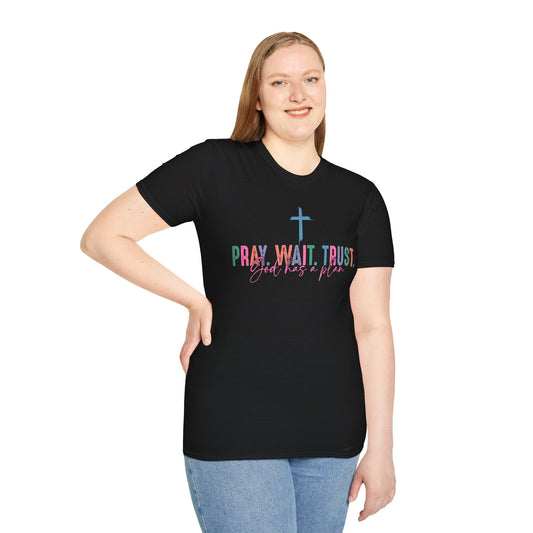 Faith-Inspired Unisex T-Shirt, Pray Wait Trust Tee, Christian Apparel, Motivational Gift, Casual Faith Wear