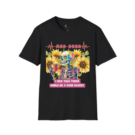 Medical Humor T-Shirt with Skeleton and Sunflowers, Nurse Gift, Med-Surg Tee, Funny Healthcare Shirt, Perfect for Nurses' Week