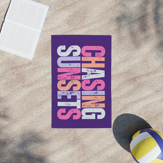 Chasing Sunsets Beach Towel, Summer Decor, Poolside Essential, Ocean Lover Gift, Vacation Accessory, Vibrant Towels
