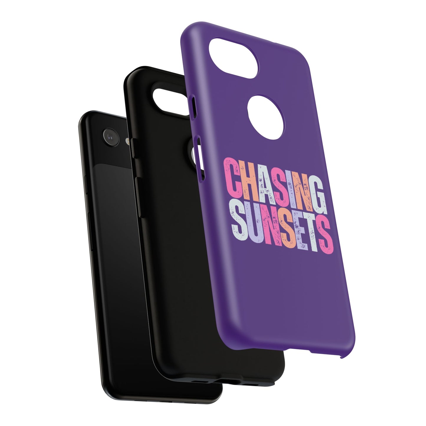Chasing Sunsets Phone Case, Trendy Phone Cover, Sunset Lover Gift, Cool Accessories, Custom Phone Cases, Vibrant Purple Design