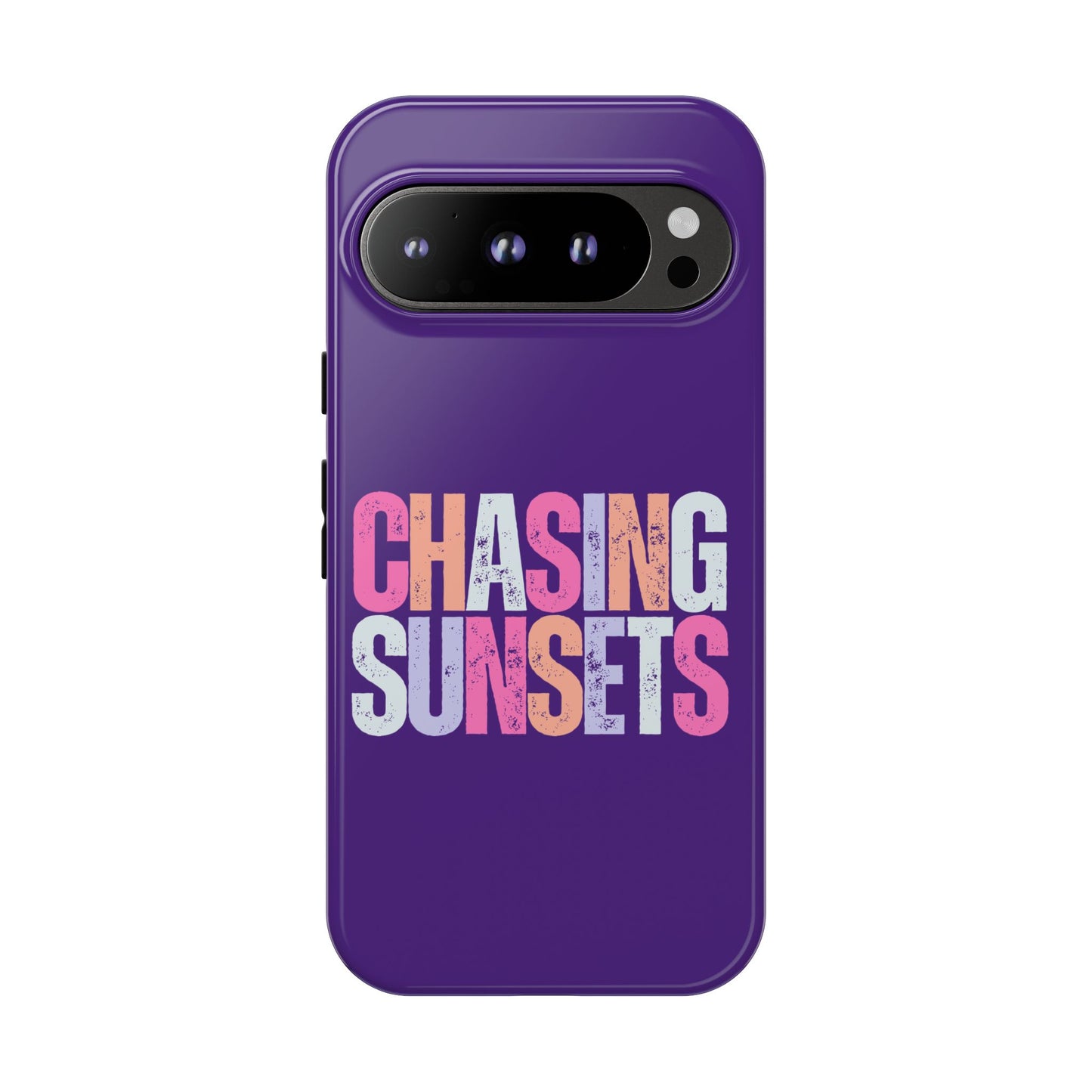 Chasing Sunsets Phone Case, Trendy Phone Cover, Sunset Lover Gift, Cool Accessories, Custom Phone Cases, Vibrant Purple Design