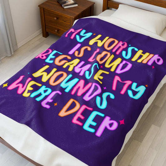 Colorful Inspirational Plush Blanket, Cozy Throw Blanket, Affirmation Home Decor, Prayer Blanket, Gift for Faith and Comfort