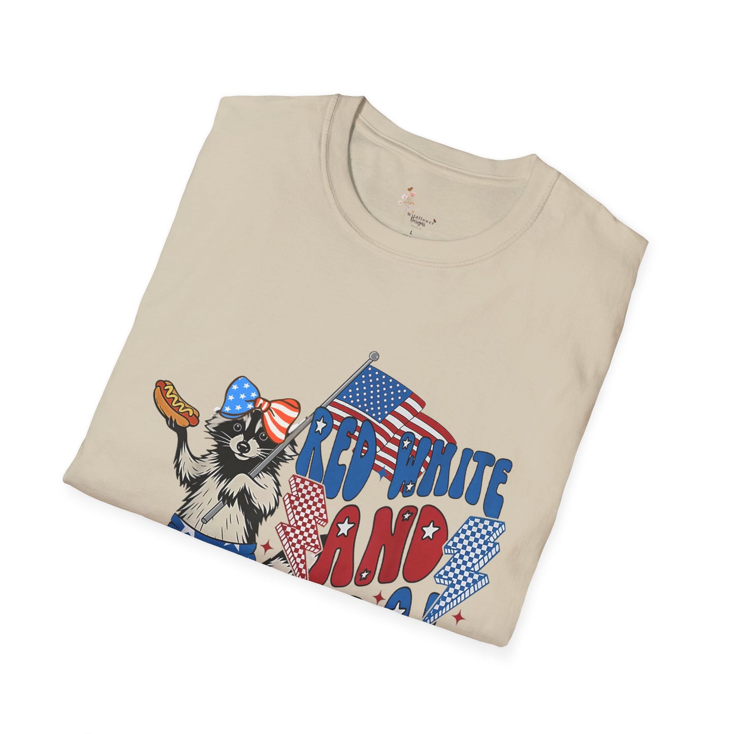 Patriotic Cartoon T-Shirt, Red White and Feral Tee, Funny Animal Shirt, Independence Day Gift, Casual Summer Top