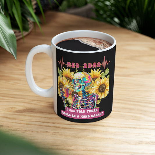 Colorful Skull and Flower Ceramic Mug, 11oz or 15oz - Perfect for Halloween, Day of the Dead, Flower Lovers, Unique Gift