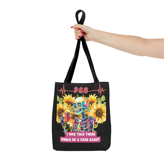 Vibrant Skull Tote Bag - ‘I Was Told There Would Be a Hand Basket’ Design, Day of the Dead, Halloween, Floral, Gift Bag, Eco-Friendly