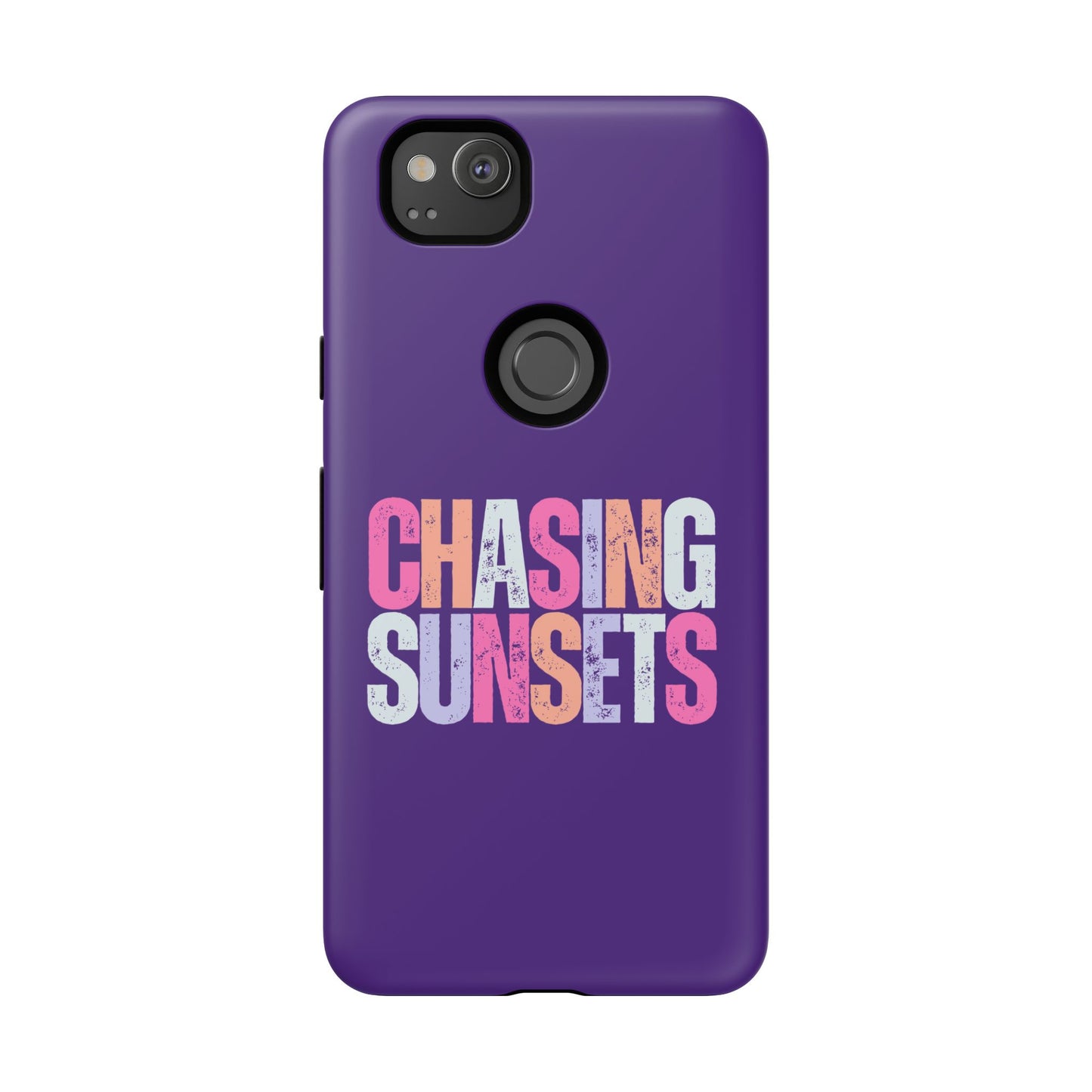 Chasing Sunsets Phone Case, Trendy Phone Cover, Sunset Lover Gift, Cool Accessories, Custom Phone Cases, Vibrant Purple Design