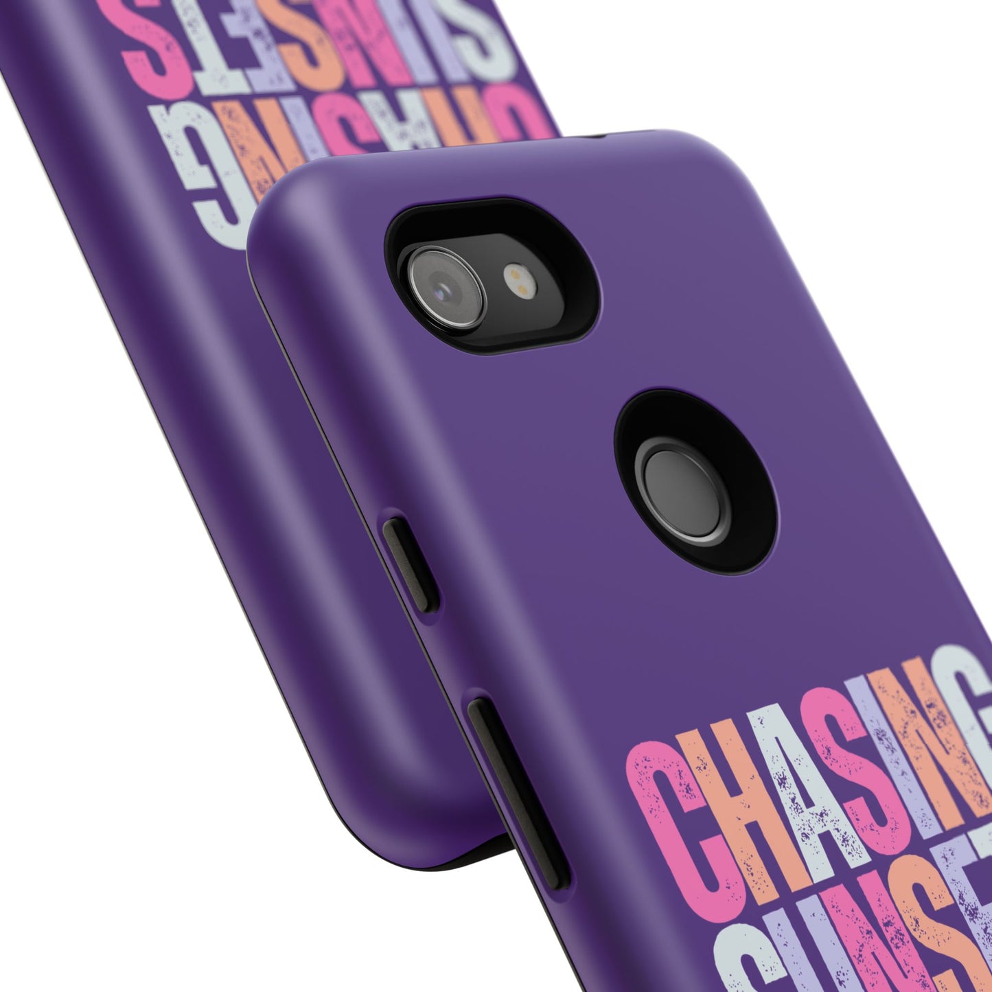 Chasing Sunsets Phone Case, Trendy Phone Cover, Sunset Lover Gift, Cool Accessories, Custom Phone Cases, Vibrant Purple Design