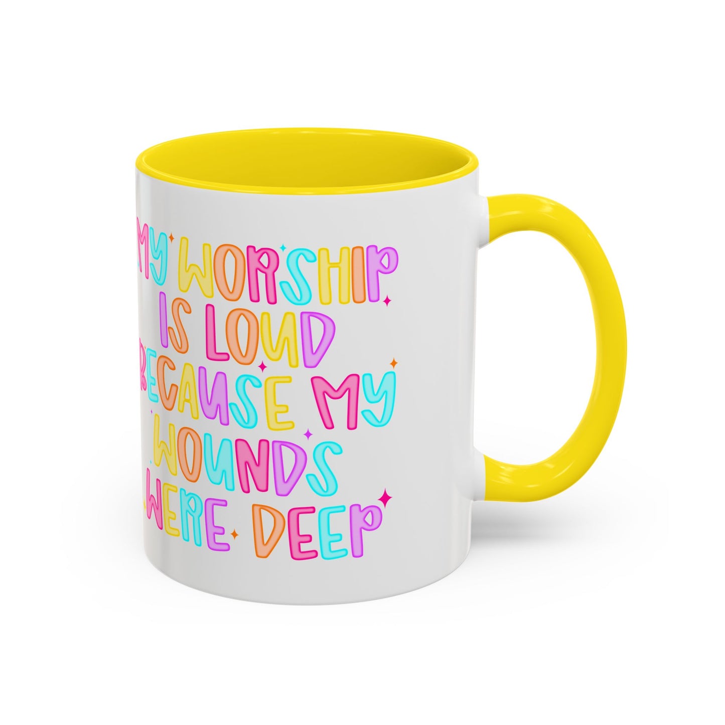 Colorful Worship Mug | Inspirational Coffee Cup for Faith, Home, Gifts | Perfect for Church, Friend Celebrations, Coffee Lovers